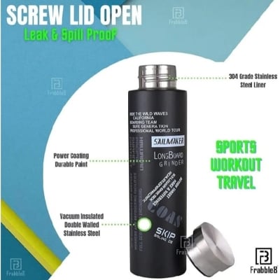 Picture of Sports Water Bottle Sipper 500 ml - Hot and Cold 12 Hours Style Homez Double Wall Vacuum Insulated Stainless Steel Sports Flask BPA Free Thermos Travel