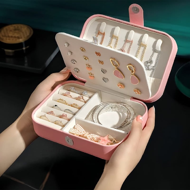 Picture of 1pcs Big Size Portable Jewelry Storage Box Travel Storage Organizer Jewelry Case Earrings Necklace Ring Jewelry Organizer