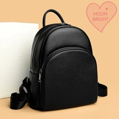Picture of Black Cowhide Leather Backpack for Women, Women's Daypack, Travel Initiated Bags, Luxury Classic Design