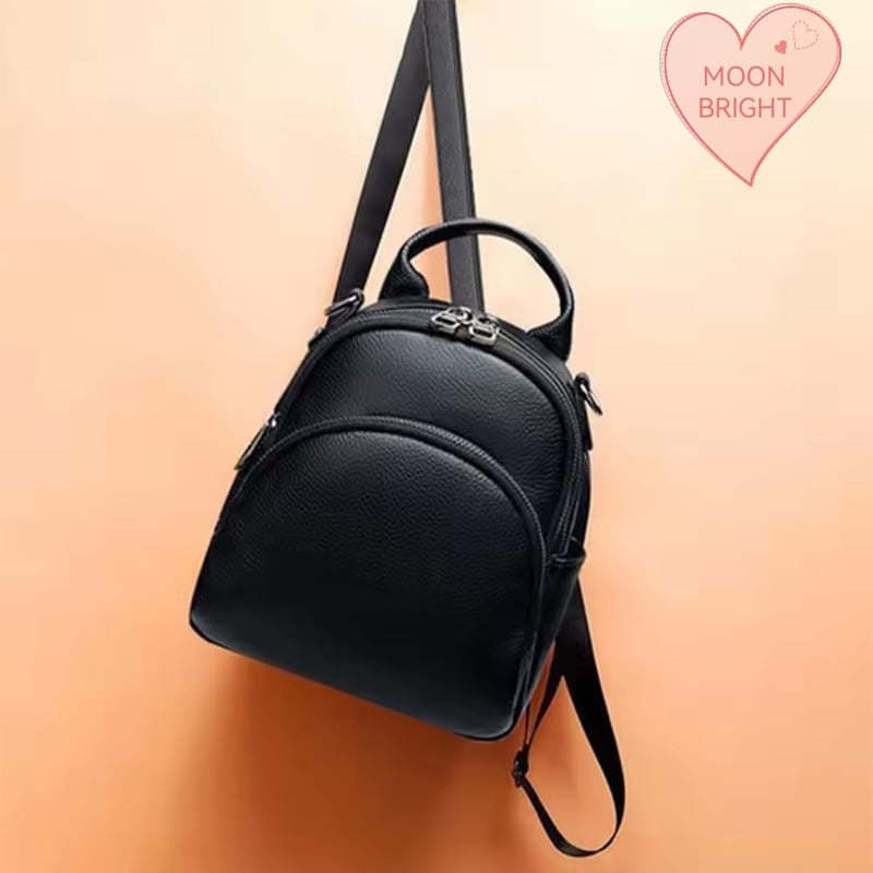 Picture of Black Cowhide Leather Backpack for Women, Women's Daypack, Travel Initiated Bags, Luxury Classic Design