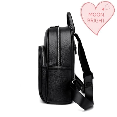 Picture of Black Cowhide Leather Backpack for Women, Women's Daypack, Travel Initiated Bags, Luxury Classic Design