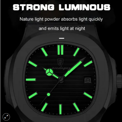 Picture of Poedagar 613 Business Quartz Luxury Stainless Steel Luminous Watch for Men- Silver Black - Black - Int: One size