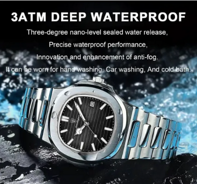 Picture of Poedagar 613 Business Quartz Luxury Stainless Steel Luminous Watch for Men- Silver Black - Black - Int: One size