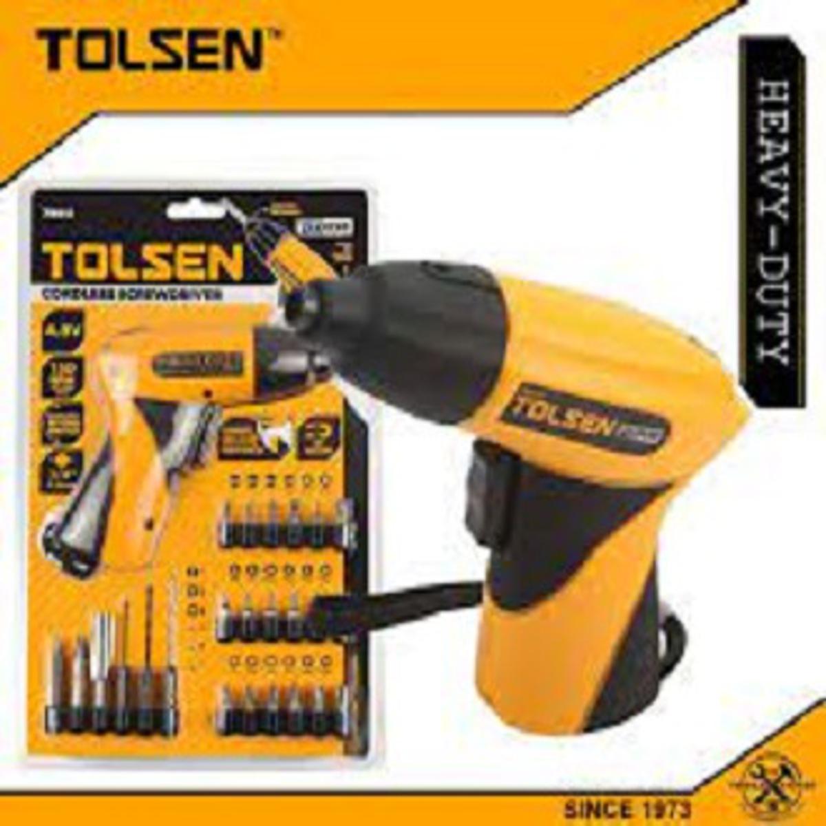 Picture of TOLSEN Cordless Drill Screwdriver w/ 24 pcs Accessories (3.6V) Forward & Reverse Switch 79011 - Yellow - Int: One size