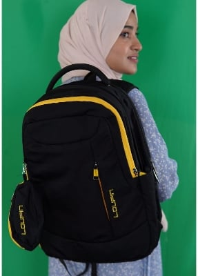 Picture of BAGPACK LOUPHIN JOINT BELT CONIN PURSE WATERPROFF  PARASUT FABRICS BAG FOR MAN -Women- school bag - Black - Int: One size