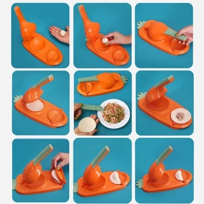 Picture of 2 in 1 Plastic Manual Dumpling Momo Maker Molds Dough Dumpling Press Tool Chinese Jiaozi Mold Cooking Wrapper Dumpling Maker Kitchen Tools - Multicolor - Int: One size