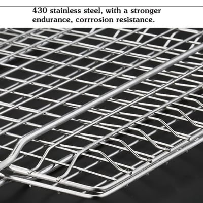 Picture of BBQ Fish Grill Net Basket Silver Table Grill (BIG SIZE stainless steel handle type Fish Basket Holder