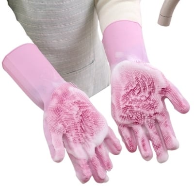Picture of New 2024- Silicone Dish Washing Kitchen Hand Gloves - Protect Your Hands with Beautiful color, elegant appearance, easy to wear Gloves - Multicolor - Int: One size