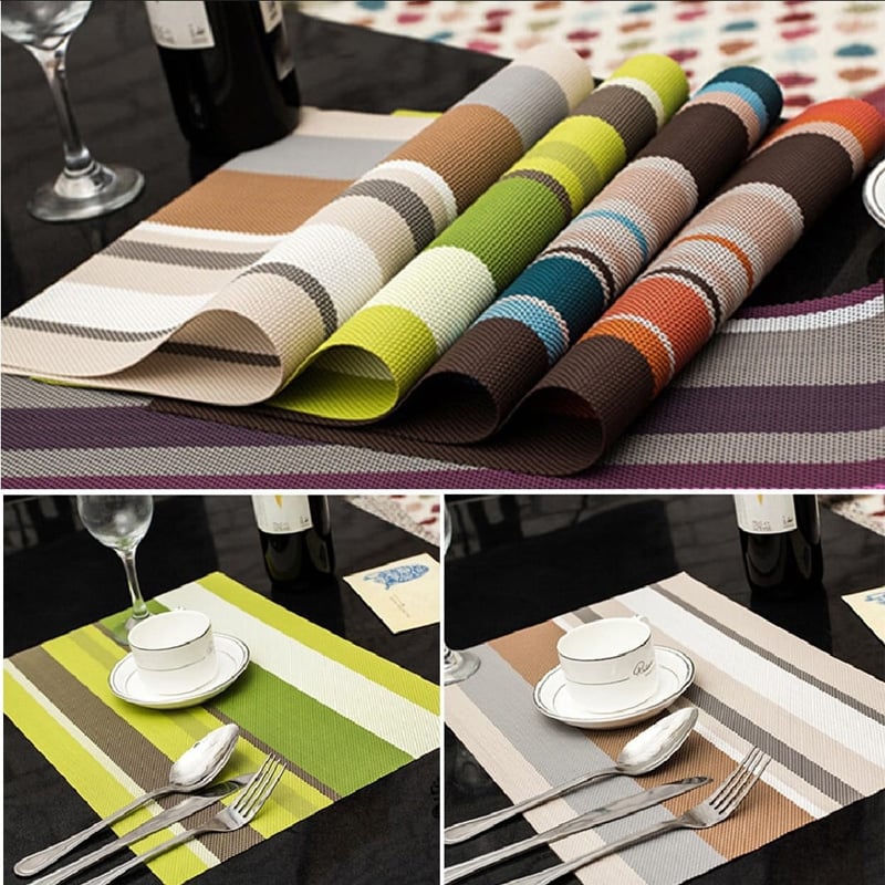 Picture of 6 Pcs Placemat Fashion PVC Dining Table Mat Plate Pads Bowl Pad Coasters Table Cloth Pad Mats