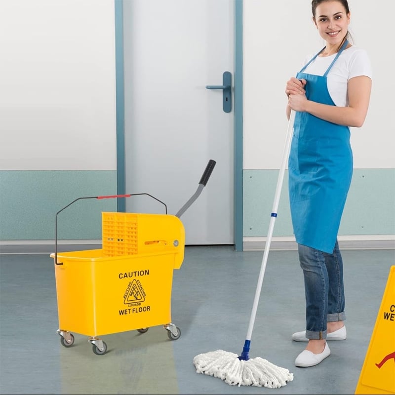 Picture of Wholesale yellow single bucket plastic cleaning commercial mop bucket floor cleaning