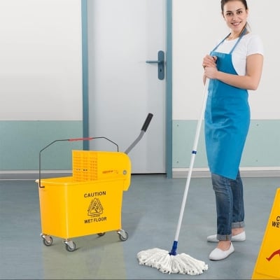 Picture of Wholesale yellow single bucket plastic cleaning commercial mop bucket floor cleaning