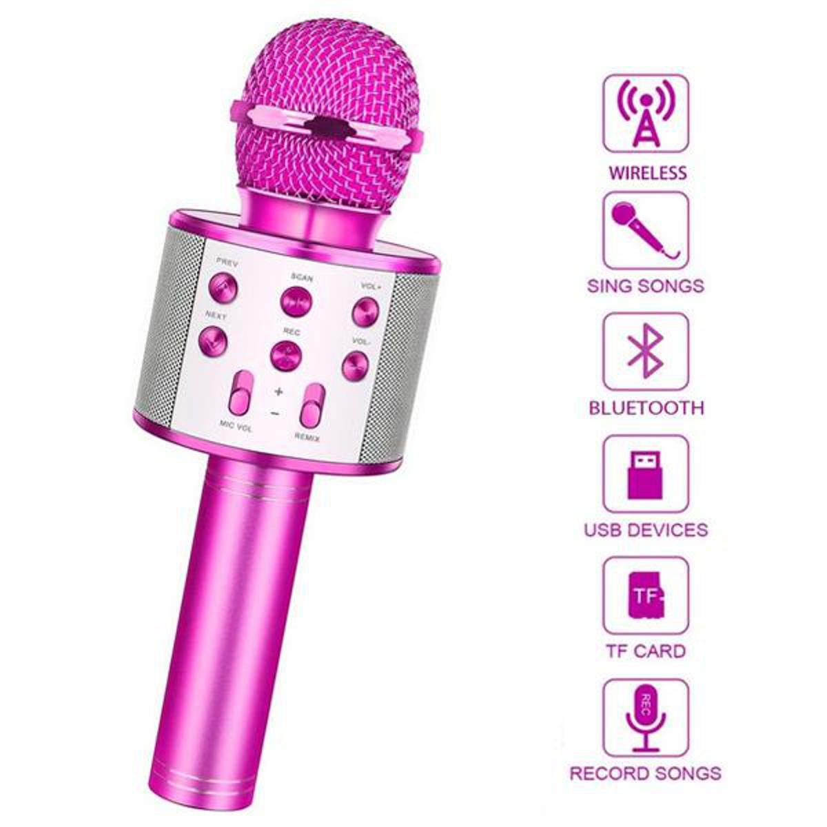 Picture of 2024-TUXUN Q7 Portable Multi-function Wireless Microphone Karaoke KTV Player Handheld Condenser with Bluetooth Speaker - Microphone - Multicolor - Int: One size