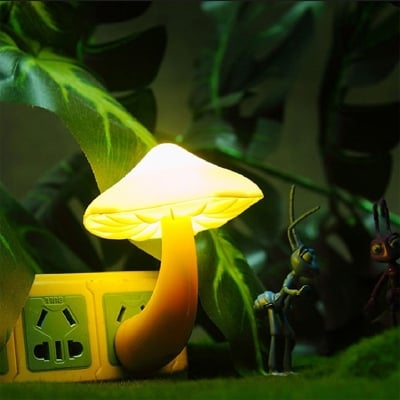 Picture of Warm Mushroom LED Night Light Room Decor EU Plug Light-control Sensor Wall Socket Lamp Light Home Bedroom Decoration