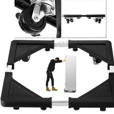 Picture of New Smartly  Adjustable Movable Refrigerator Floor Trolley Fridge Stand Washing Machine Base Holder Bracket Stand - Black - Int: One size