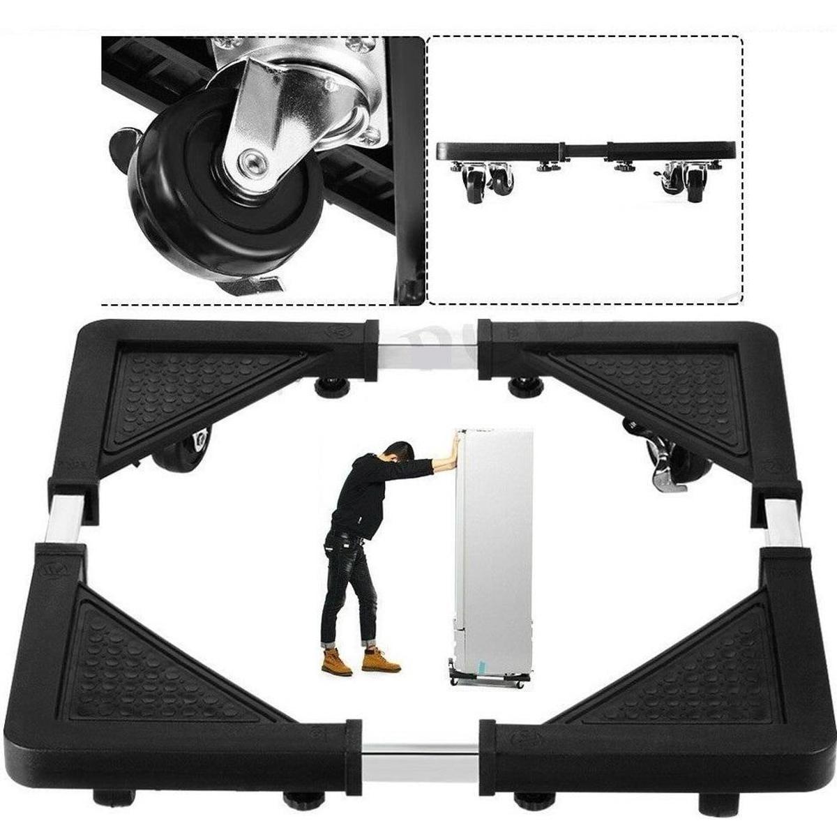 Picture of New Smartly  Adjustable Movable Refrigerator Floor Trolley Fridge Stand Washing Machine Base Holder Bracket Stand - Black - Int: One size