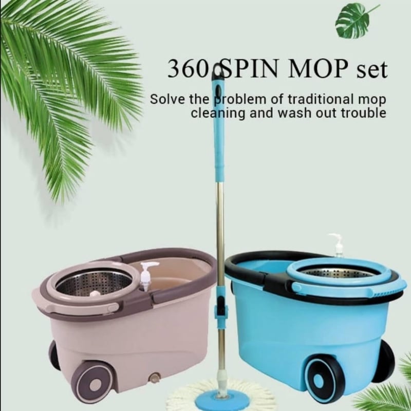 Picture of Make Cleaning a 360-Degree Floor Cleaning Spin Mop with Wheels & Mop Bucket Set with Removable Basket-Unique Choice For Household Cleaning 1pcs