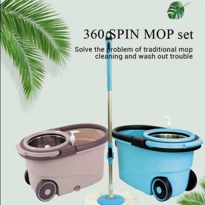 Picture of Make Cleaning a 360-Degree Floor Cleaning Spin Mop with Wheels & Mop Bucket Set with Removable Basket-Unique Choice For Household Cleaning 1pcs