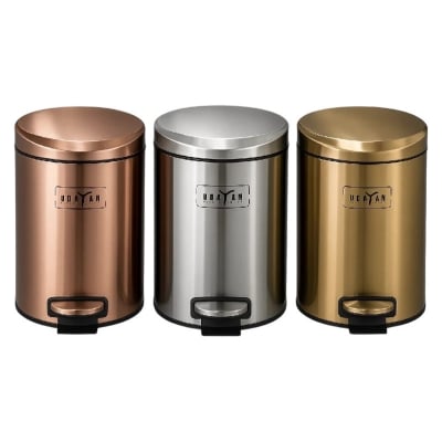Picture of Rubbish Bin 5L Household Stainless Steel Step Pedal Trash Can Dustbin Garbage Container -Mop