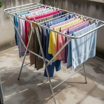Picture of Feet Stainless Steel Folding Cloth Drying Stand | Heavy Duty Laundry Rack Indoor & Outdoor Use