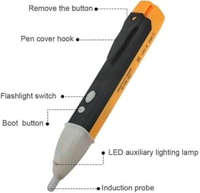 Picture of Voltage Meter AC DC Detector-Electric Test Pencil 90V to 1000V - Yellow - Int: One size