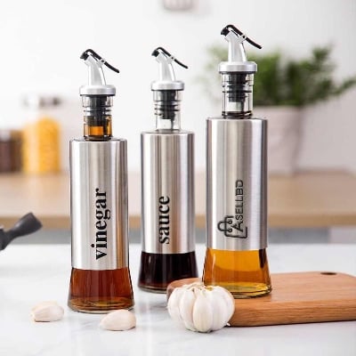 Picture of Oil and Vinegar Dispenser Bottle Oil Bottle Household Soy Sauce Bottle Seasoning Bottle Oil Vinegar Pot - 500 ml - Silver - Int: One size