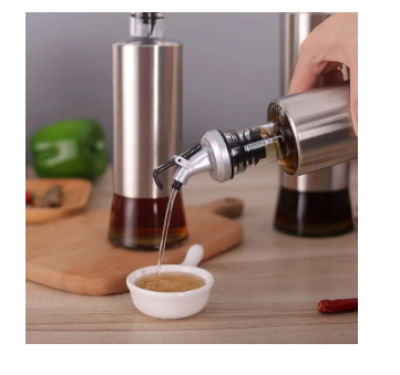 Picture of Oil and Vinegar Dispenser Bottle Oil Bottle Household Soy Sauce Bottle Seasoning Bottle Oil Vinegar Pot - 500 ml - Silver - Int: One size