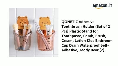 Picture of Wall Mounted Cup for Brush Shaver Cartoon Self-adhesive Cups Self-draining Toothbrush Holder Bracket Restroom Essentials-Multicolor - Multicolor - Int: One size
