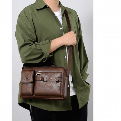 Picture of Men's Pu Leather Shoulder Bag (Chocolate Color ) - Chocolate - Int: One size