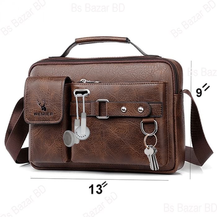 Picture of Men's Pu Leather Shoulder Bag (Chocolate Color ) - Chocolate - Int: One size