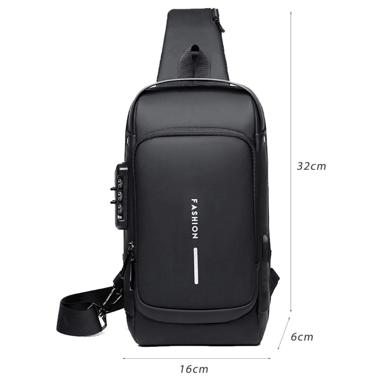Picture of Chocolate,,Black,,Man's Crossbody Waterproof Lock system Back Pack Bag with free moneybag - Int: One size