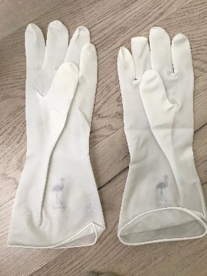 Picture of Fashion kitchen Hand Gloves Waterproof Food grade gloves rubber latex dish washing kitchen Gloves window cleaning durable housework chores kits - White - Int: One size