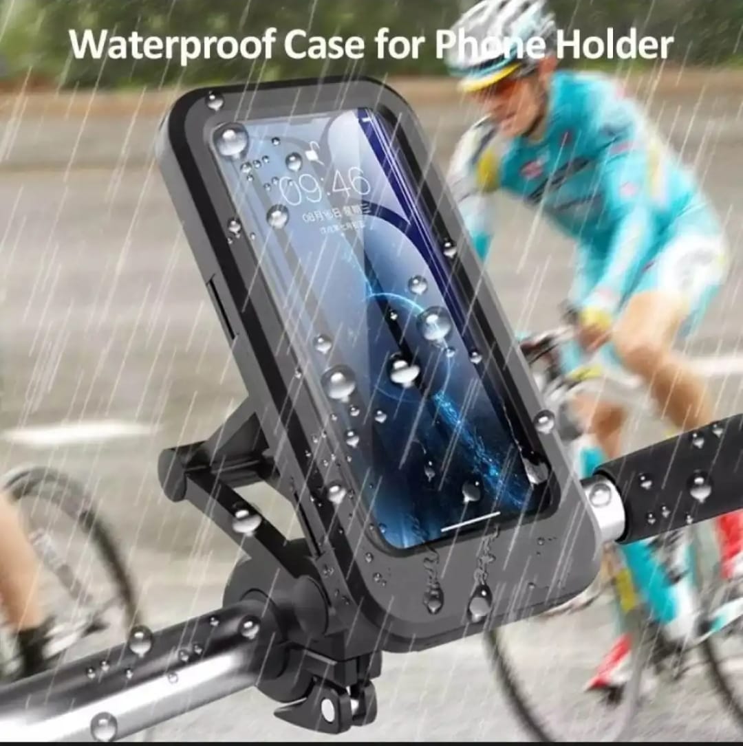 Picture of Waterproof Motorcycle Bicycle Phone Holder,360° Swivel Height Adjustable with Touch Screen Handlebar Phone Clip - Black - Int: One size
