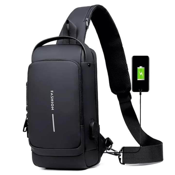 Picture of new Man's Crossbody Waterproof Lock system Back Pack Bag with free moneybag - Black - Int: One size