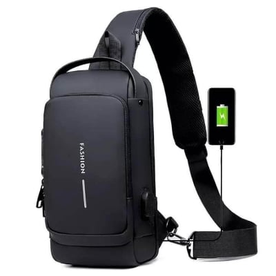 Picture of new Man's Crossbody Waterproof Lock system Back Pack Bag with free moneybag - Black - Int: One size