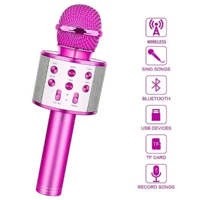 Picture of Multi-function Wireless Microphone Karaoke KTV Player Handheld Condenser with Bluetooth Speaker - Microphone-Smartly Smart Deal 24 - Multicolor - Int: One size