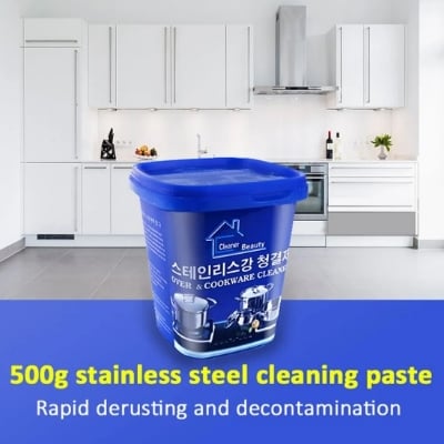 Picture of New 2024-Levelex Stainless Steel Cookware Cleaning Paste Household Kitchen Cleaner Washing Pot Bottom Scale Strong 500gm Cookware Cleaning Paste Washing Pot - Blue - Int: One size