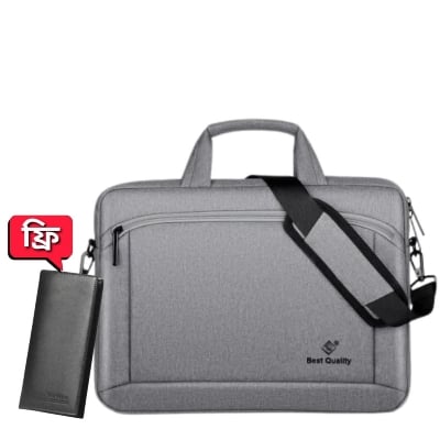 Picture of 15 Inch Laptop Bags Office Documents Storage Bag Travel (Gray Colour)(Money Bag Free) - Grey - Int: One size