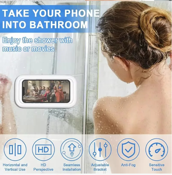 Picture of Waterproof Shower Phone Holder 360° Rotation Angle Adjustable Telescoping Wall Mount Phone Holder for Bathroom Kitchen Bracket Stand - Multicolor - Int: One size