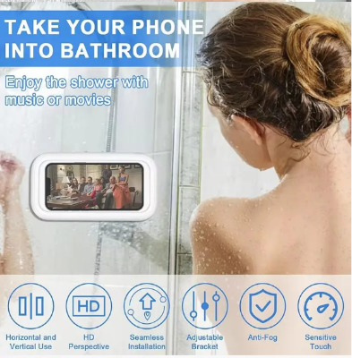 Picture of Waterproof Shower Phone Holder 360° Rotation Angle Adjustable Telescoping Wall Mount Phone Holder for Bathroom Kitchen Bracket Stand - Multicolor - Int: One size