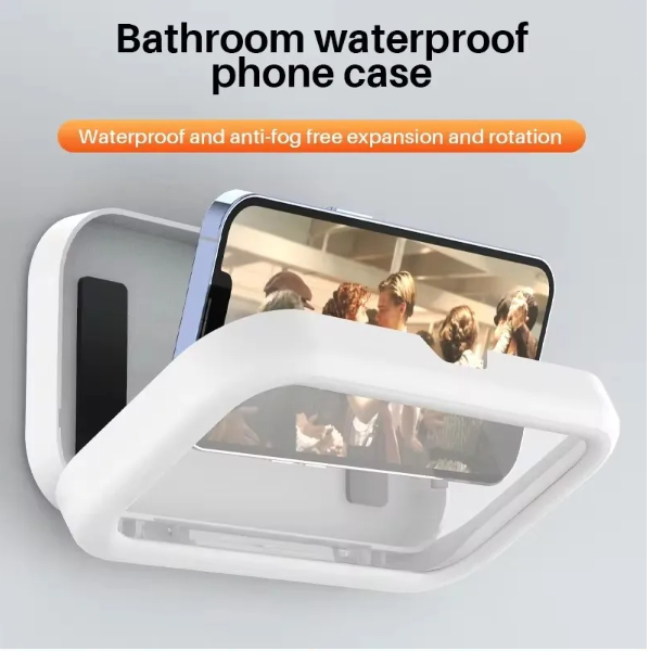 Picture of Waterproof Shower Phone Holder 360° Rotation Angle Adjustable Telescoping Wall Mount Phone Holder for Bathroom Kitchen Bracket Stand - Multicolor - Int: One size