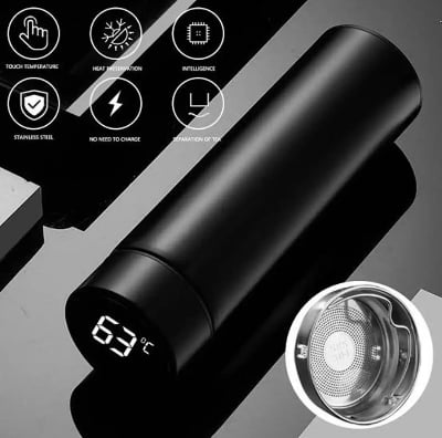 Picture of Intelligent Thermos Bottle Temperature Display Water Bottle Vacuum Flasks Stainless Steel Thermoses Tea Coffee Cup - Black - Int: One size
