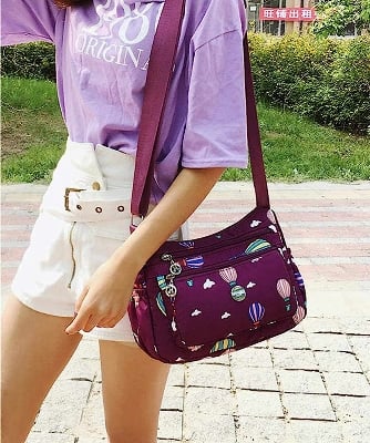 Picture of Korean sports travel shoulder bag Purple Colour - Maroon