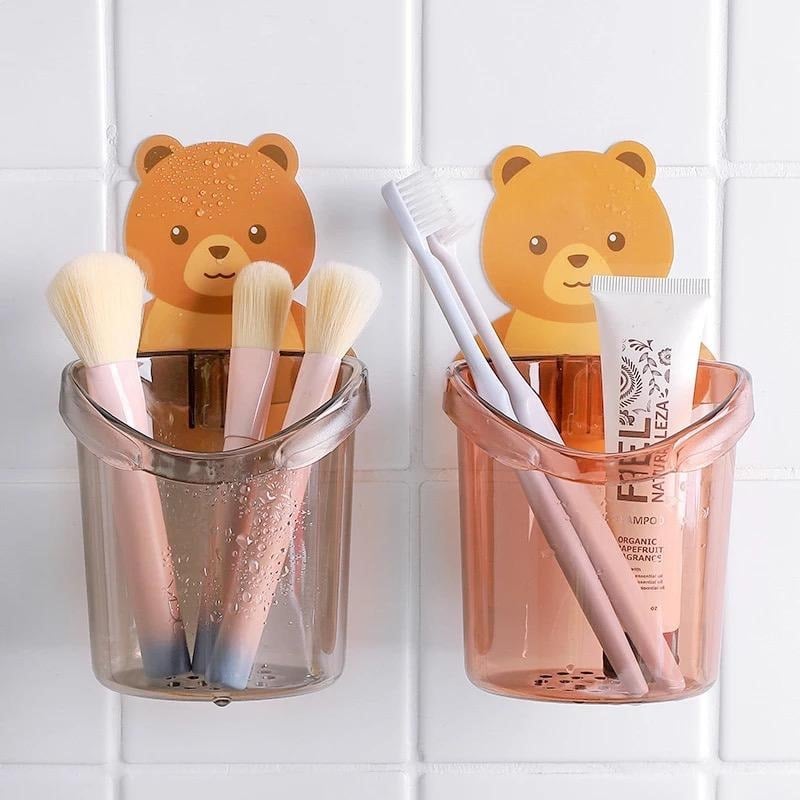 Picture of Shop Pro Toothbrush Holder Free Punch Mouthwash Cup Brushing Cup Wall-mounted Bathroom Cartoon Wall-mounted Storage Box Tooth Cylinder/toothpaste box (1PCS) - Multicolor