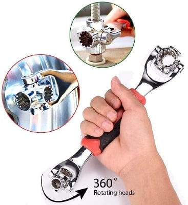 Picture of Multipurpose Tiger Wrench 8 in 1 Tools Socket Works Universal Ratchet Spline Bolts Torx Sleeve Rotation Hand Tools . - Multicolor