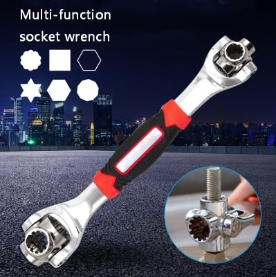 Picture of Multipurpose Tiger Wrench 8 in 1 Tools Socket Works Universal Ratchet Spline Bolts Torx Sleeve Rotation Hand Tools . - Multicolor