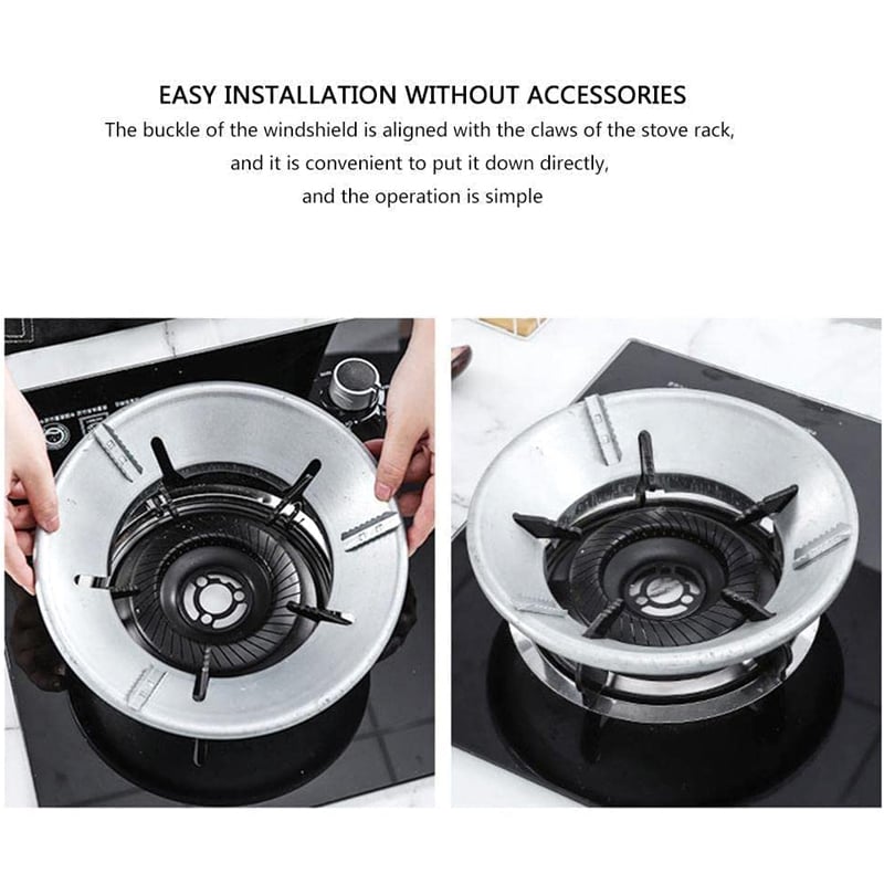 Picture of Energy Saving Gas Stove Cover Windproof Disk Heat Insulation Non-Slip Iron Stove Rack for Cooktop Range Pan Holder Stand Universal Round - Silver - Int: One size