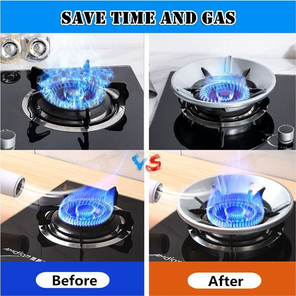 Picture of Energy Saving Gas Stove Cover Windproof Disk Heat Insulation Non-Slip Iron Stove Rack for Cooktop Range Pan Holder Stand Universal Round - Silver - Int: One size