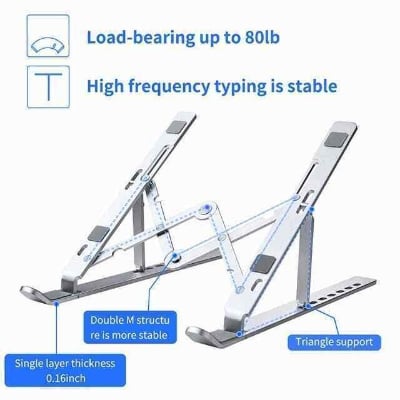 Picture of 10-17 inch Tablets Notebook Laptop Premium Quality Aluminum Alloy - Laptop Table - Laptop Table - Silver - Int: One size