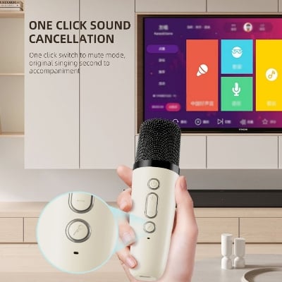 Picture of Misuli K12 Speaker Bluetooth Audio Small Home KTV Karaoke Microphone Professional Children's Singing Bluetooth Speaker Column - Multicolor