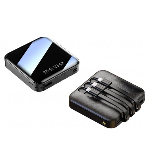Picture of Portable Charger Fast Charging 20000mah Mini Power Bank Charger With Cable Powerbanks Led Flashlight Power Display - Black - Int: One size